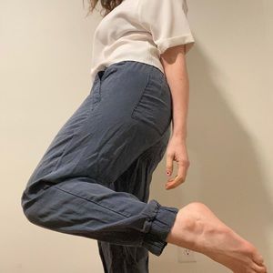 Anthropologie chambray colored joggers.